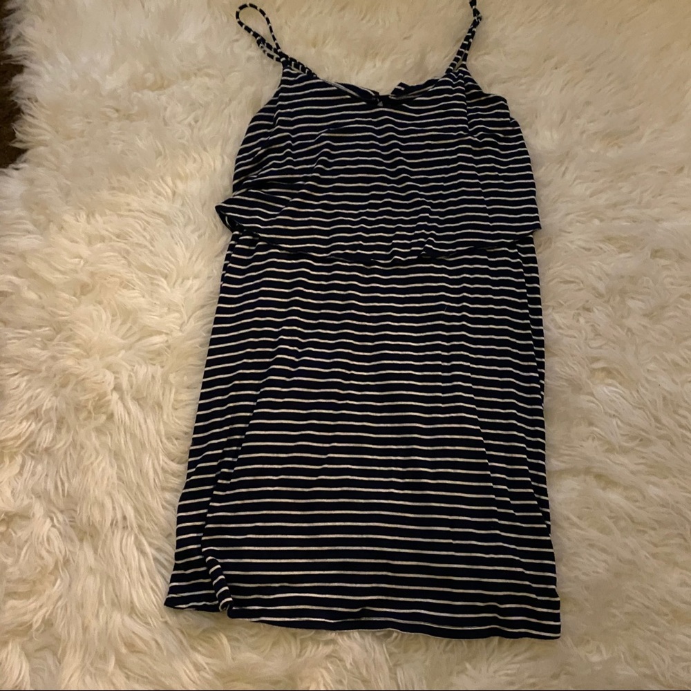 Navy blue striped sun dress